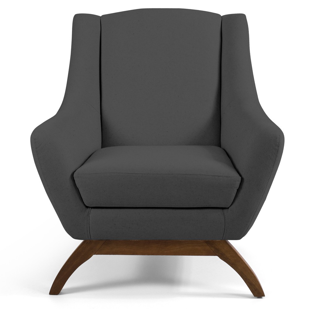 Kit 02 Poltronas Decorativa Fixa Base de Madeira Juliet D02 Veludo Cinza C-317 - Lyam Decor