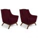 Kit 02 Poltronas Decorativa Fixa Base de Madeira Juliet D02 Veludo Marsala C-278 - Lyam Decor