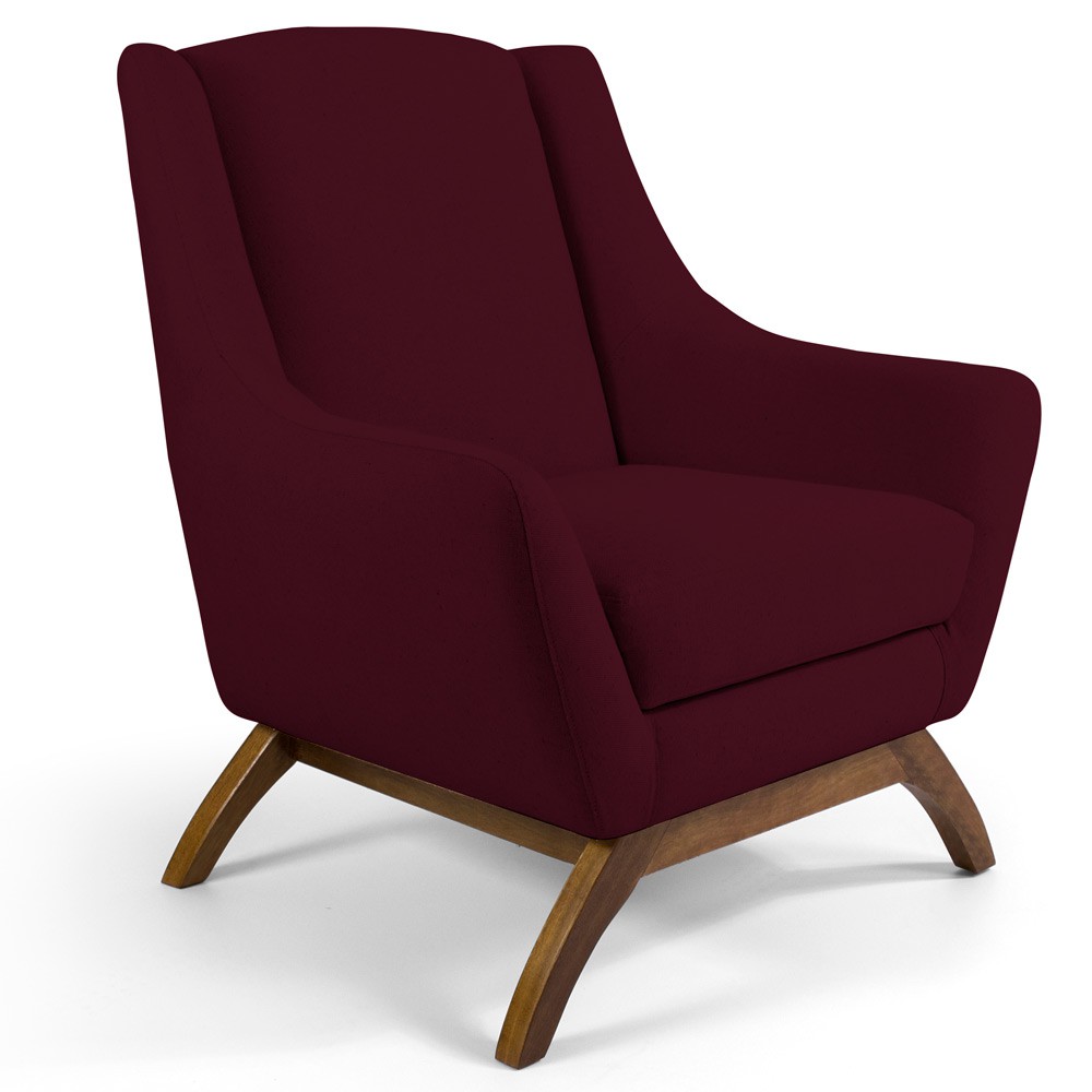 Kit 02 Poltronas Decorativa Fixa Base de Madeira Juliet D02 Veludo Marsala C-278 - Lyam Decor