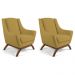 Kit 02 Poltronas Decorativa Fixa Base de Madeira Juliet D02 Veludo Mostarda C-279 - Lyam Decor