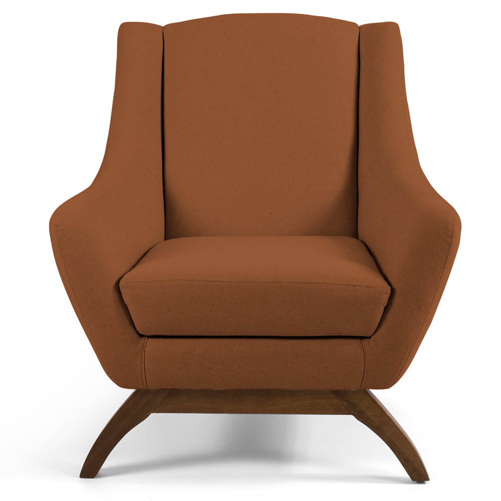 Kit 02 Poltronas Decorativa Fixa Base de Madeira Juliet D02 Veludo Telha C-262 - Lyam Decor