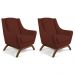 Kit 02 Poltronas Decorativa Fixa Base de Madeira Juliet D02 Veludo Terracota C-417 - Lyam Decor