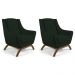 Kit 02 Poltronas Decorativa Fixa Base de Madeira Juliet D02 Veludo Verde C-303 - Lyam Decor