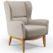 Kit 02 Poltronas Decorativa Fixa Base de Madeira Milena D02 Linho Bege C-107 - Lyam Decor