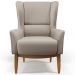 Kit 02 Poltronas Decorativa Fixa Base de Madeira Milena D02 Linho Bege C-107 - Lyam Decor