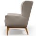 Kit 02 Poltronas Decorativa Fixa Base de Madeira Milena D02 Linho Bege C-107 - Lyam Decor