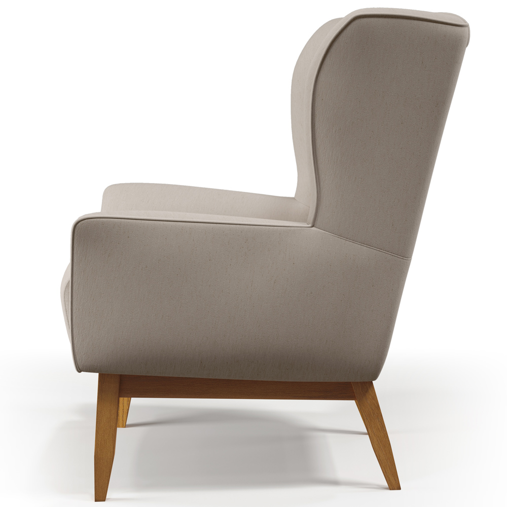 Kit 02 Poltronas Decorativa Fixa Base de Madeira Milena D02 Linho Bege C-107 - Lyam Decor