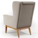 Kit 02 Poltronas Decorativa Fixa Base de Madeira Milena D02 Linho Bege C-107 - Lyam Decor