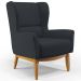 Kit 02 Poltronas Decorativa Fixa Base de Madeira Milena D02 Linho Chumbo D-465 - Lyam Decor