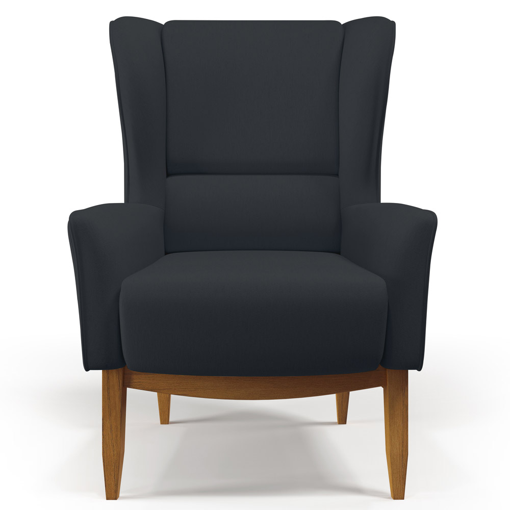 Kit 02 Poltronas Decorativa Fixa Base de Madeira Milena D02 Linho Chumbo D-465 - Lyam Decor