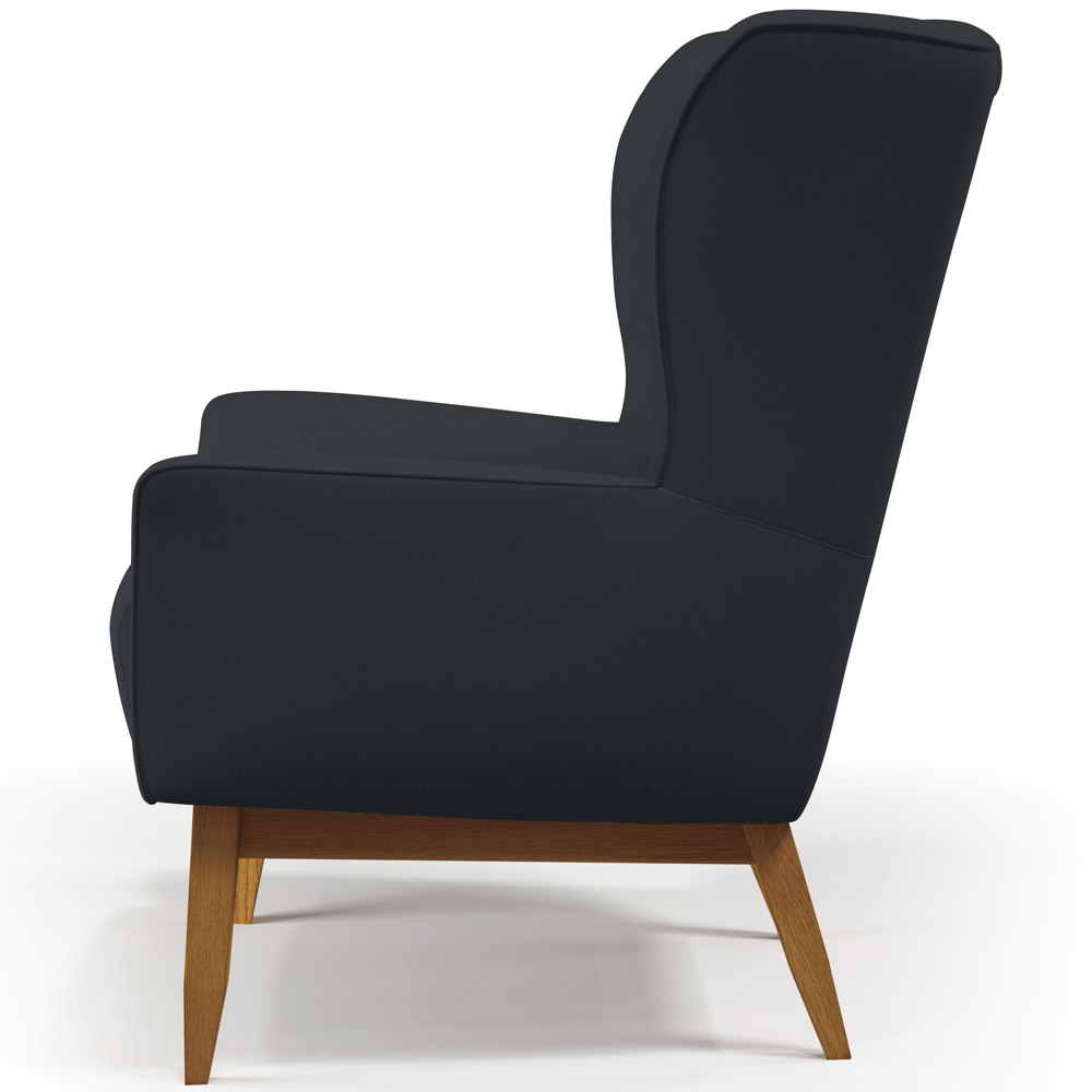 Kit 02 Poltronas Decorativa Fixa Base de Madeira Milena D02 Linho Chumbo D-465 - Lyam Decor