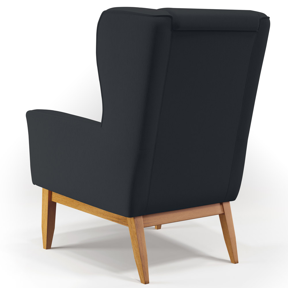 Kit 02 Poltronas Decorativa Fixa Base de Madeira Milena D02 Linho Chumbo D-465 - Lyam Decor