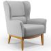 Kit 02 Poltronas Decorativa Fixa Base de Madeira Milena D02 Linho Cinza D-315 - Lyam Decor