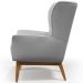 Kit 02 Poltronas Decorativa Fixa Base de Madeira Milena D02 Linho Cinza D-315 - Lyam Decor