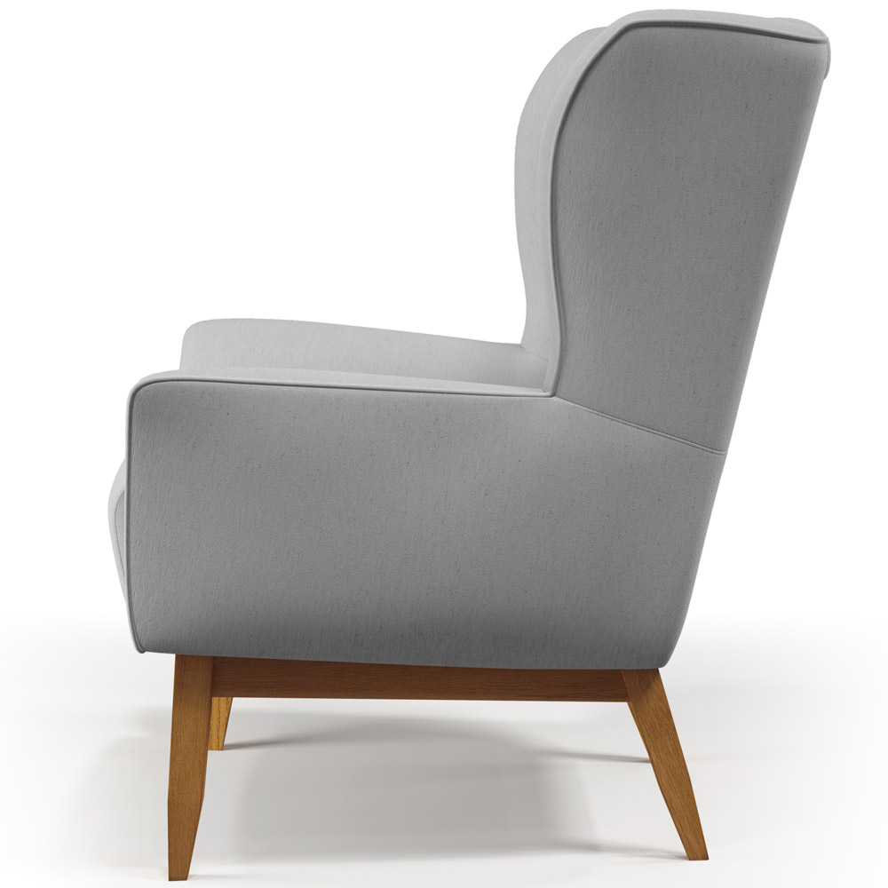 Kit 02 Poltronas Decorativa Fixa Base de Madeira Milena D02 Linho Cinza D-315 - Lyam Decor