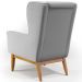 Kit 02 Poltronas Decorativa Fixa Base de Madeira Milena D02 Linho Cinza D-315 - Lyam Decor