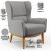 Kit 02 Poltronas Decorativa Fixa Base de Madeira Milena D02 Linho Cinza Escuro C-416 - Lyam Decor