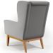 Kit 02 Poltronas Decorativa Fixa Base de Madeira Milena D02 Linho Cinza Escuro C-416 - Lyam Decor