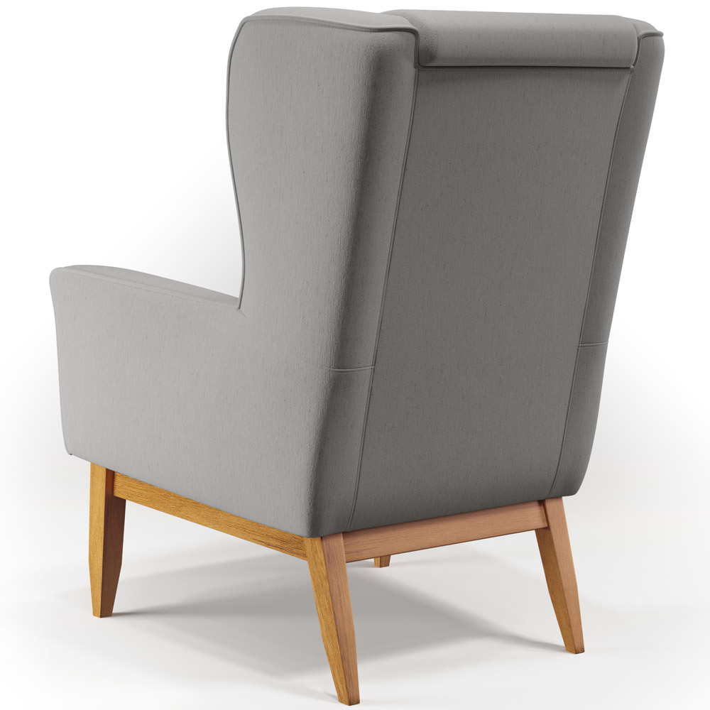 Kit 02 Poltronas Decorativa Fixa Base de Madeira Milena D02 Linho Cinza Escuro C-416 - Lyam Decor