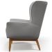 Kit 02 Poltronas Decorativa Fixa Base de Madeira Milena D02 Linho Cinza Escuro C-416 - Lyam Decor