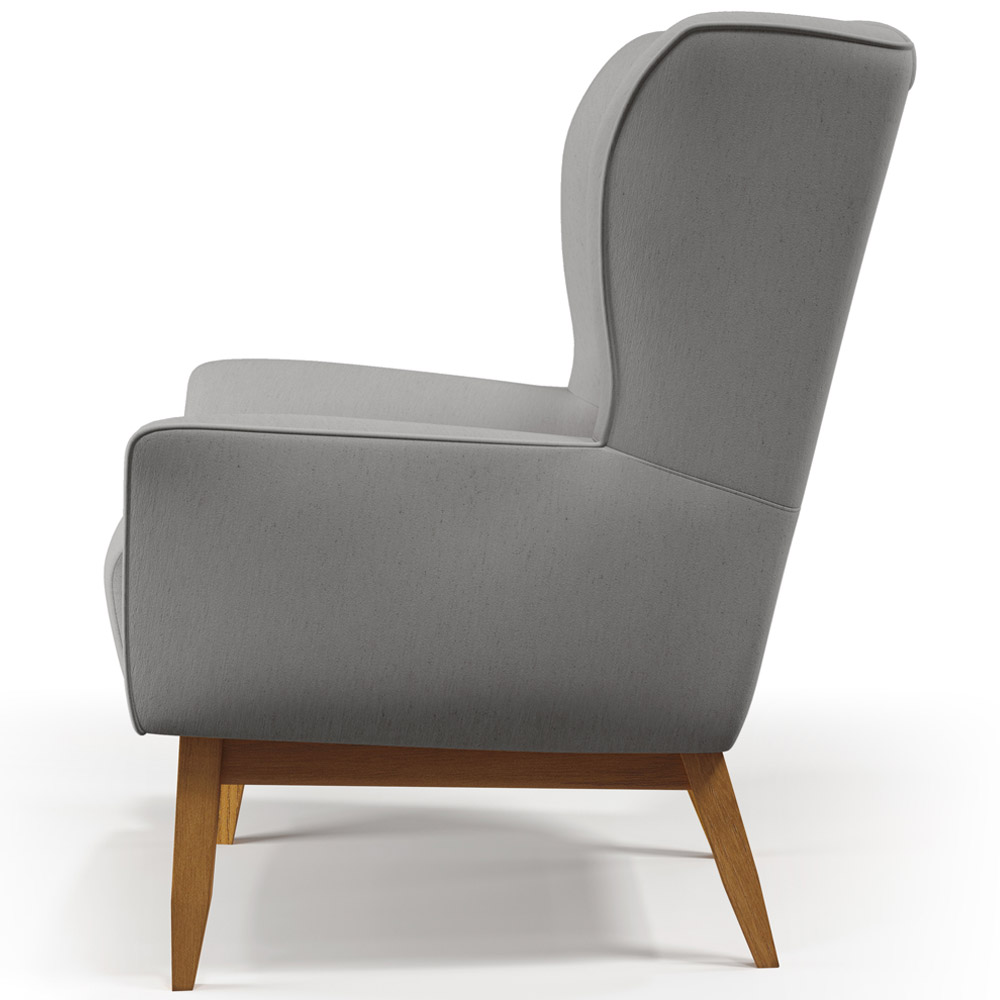 Kit 02 Poltronas Decorativa Fixa Base de Madeira Milena D02 Linho Cinza Escuro C-416 - Lyam Decor