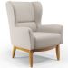 Kit 02 Poltronas Decorativa Fixa Base de Madeira Milena D02 Linho Cru C-443 - Lyam Decor