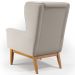 Kit 02 Poltronas Decorativa Fixa Base de Madeira Milena D02 Linho Cru C-443 - Lyam Decor