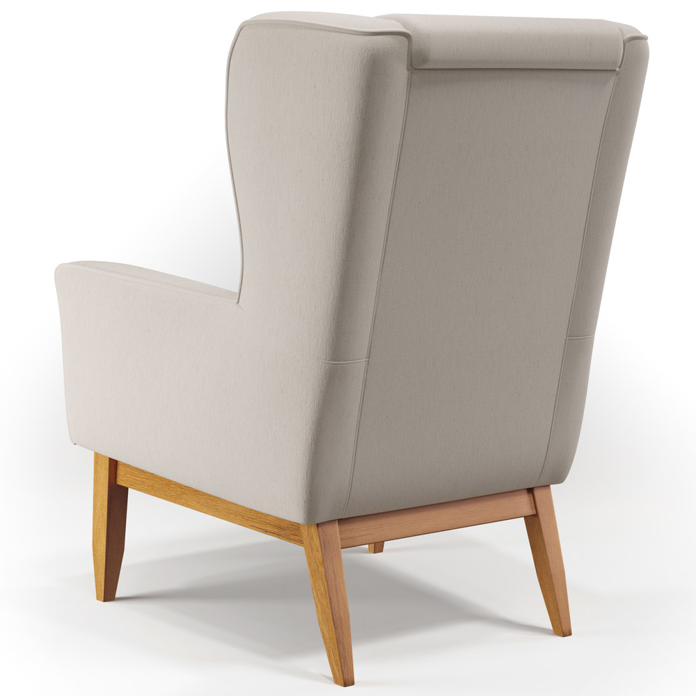 Kit 02 Poltronas Decorativa Fixa Base de Madeira Milena D02 Linho Cru C-443 - Lyam Decor