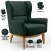 Kit 02 Poltronas Decorativa Fixa Base de Madeira Milena D02 Linho Verde C-117 - Lyam Decor