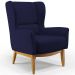 Kit 02 Poltronas Decorativa Fixa Base de Madeira Milena D02 Veludo Azul Marinho C-304 - Lyam Decor