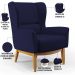 Kit 02 Poltronas Decorativa Fixa Base de Madeira Milena D02 Veludo Azul Marinho C-304 - Lyam Decor