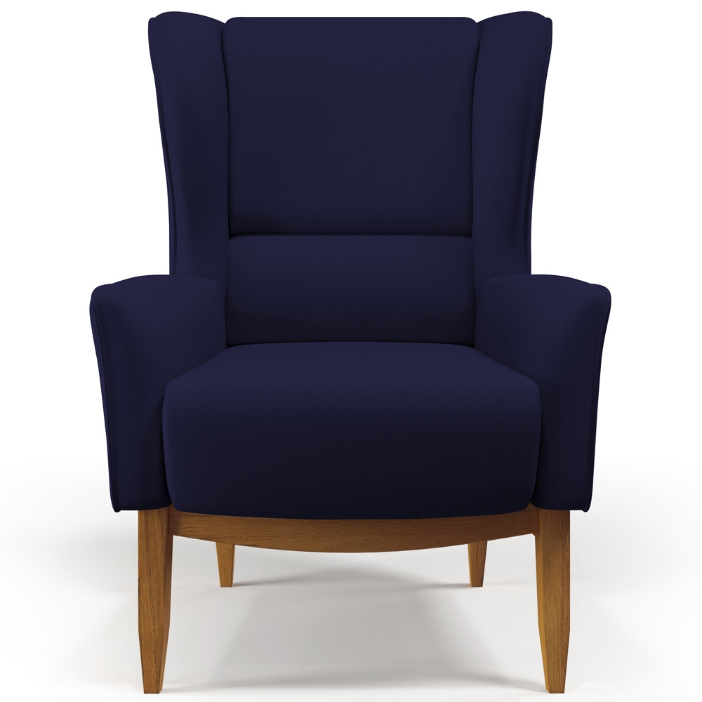 Kit 02 Poltronas Decorativa Fixa Base de Madeira Milena D02 Veludo Azul Marinho C-304 - Lyam Decor