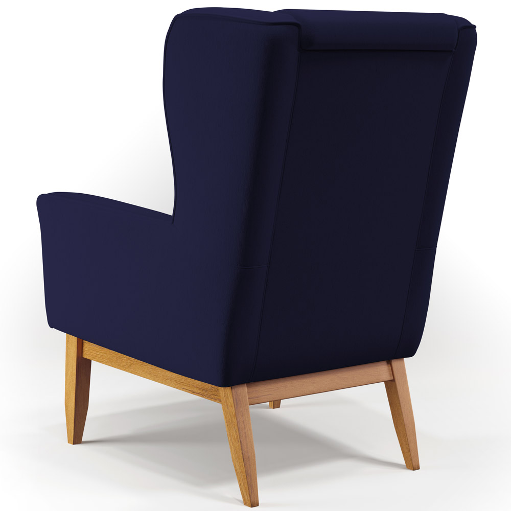 Kit 02 Poltronas Decorativa Fixa Base de Madeira Milena D02 Veludo Azul Marinho C-304 - Lyam Decor
