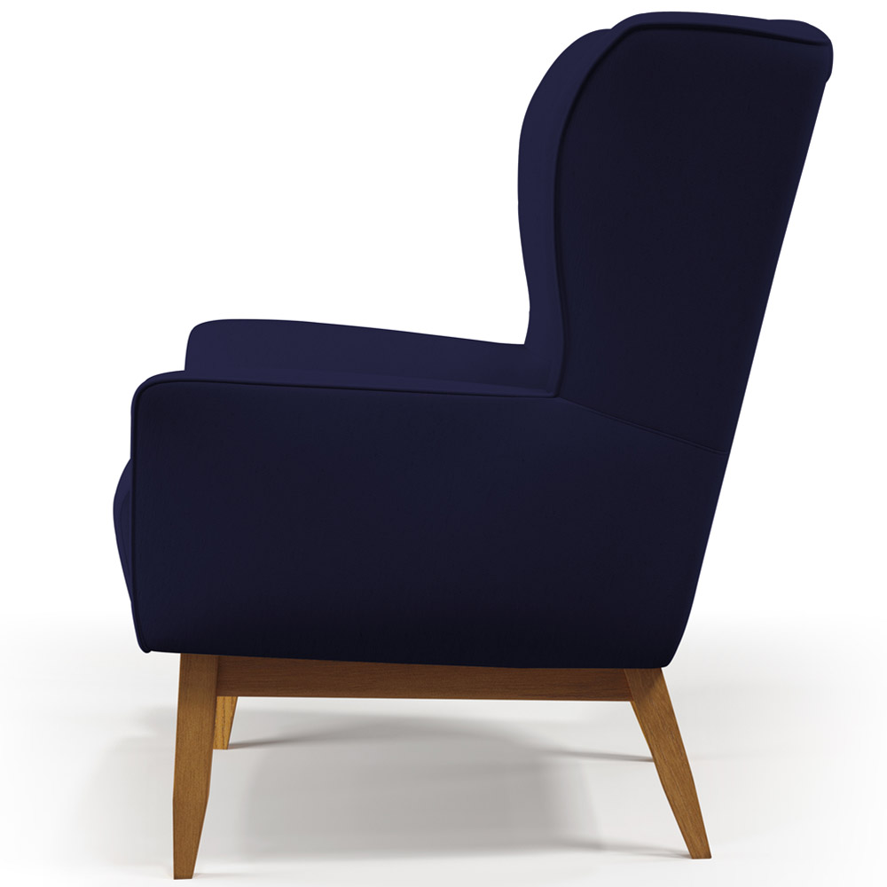 Kit 02 Poltronas Decorativa Fixa Base de Madeira Milena D02 Veludo Azul Marinho C-304 - Lyam Decor