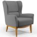Kit 02 Poltronas Decorativa Fixa Base de Madeira Milena D02 Veludo Cinza C-317 - Lyam Decor