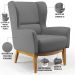 Kit 02 Poltronas Decorativa Fixa Base de Madeira Milena D02 Veludo Cinza C-317 - Lyam Decor