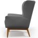 Kit 02 Poltronas Decorativa Fixa Base de Madeira Milena D02 Veludo Cinza C-317 - Lyam Decor