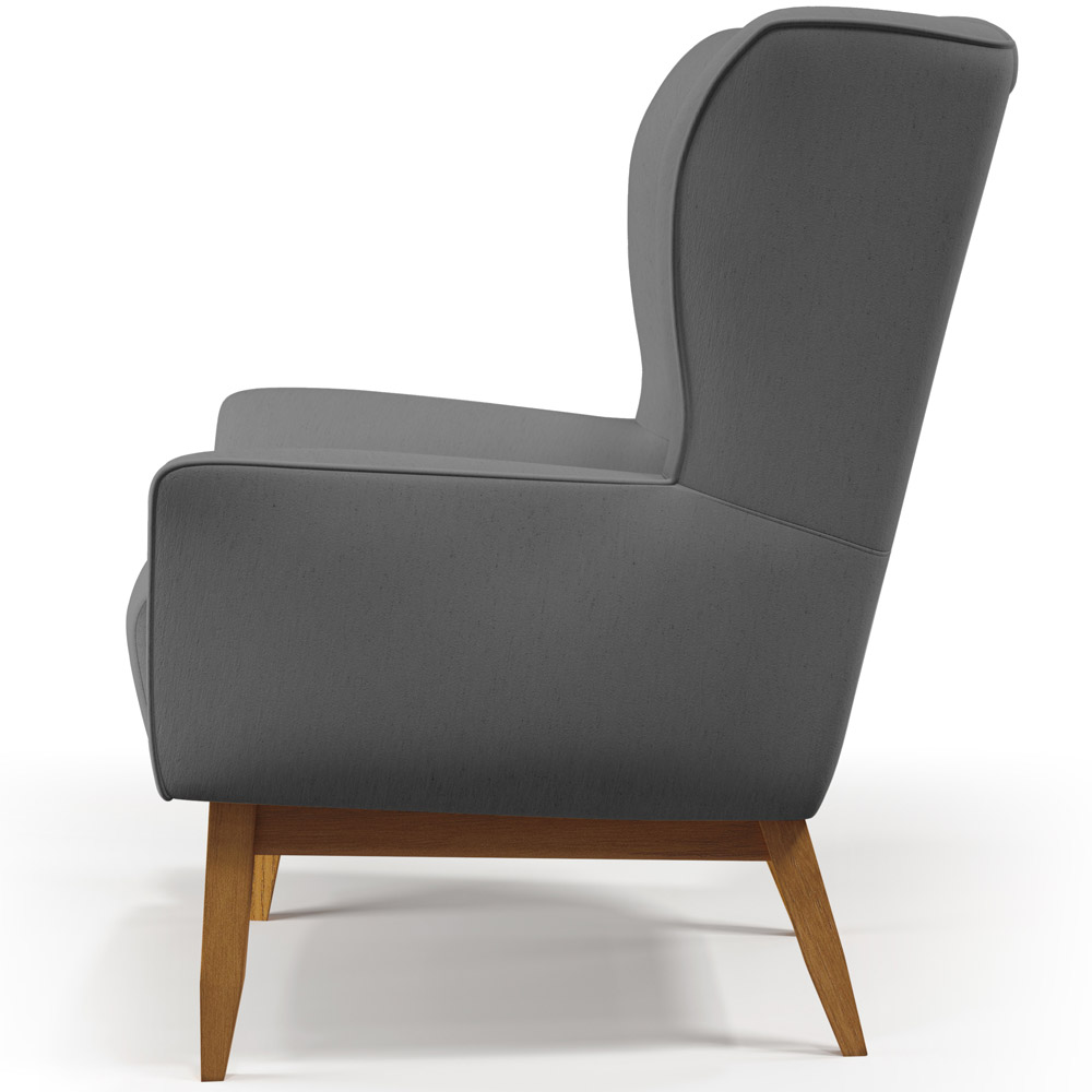 Kit 02 Poltronas Decorativa Fixa Base de Madeira Milena D02 Veludo Cinza C-317 - Lyam Decor