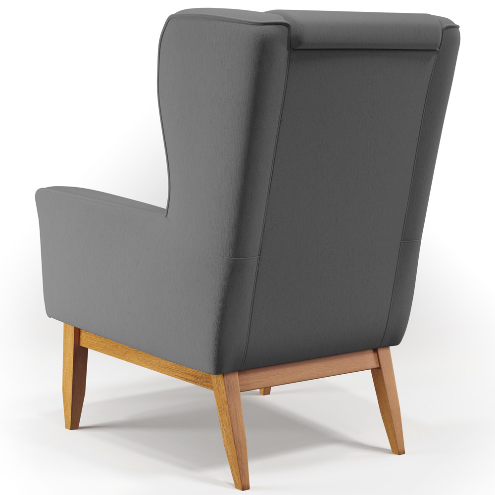 Kit 02 Poltronas Decorativa Fixa Base de Madeira Milena D02 Veludo Cinza C-317 - Lyam Decor