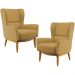 Kit 02 Poltronas Decorativa Fixa Base de Madeira Milena D02 Veludo Mostarda C-260 - Lyam Decor