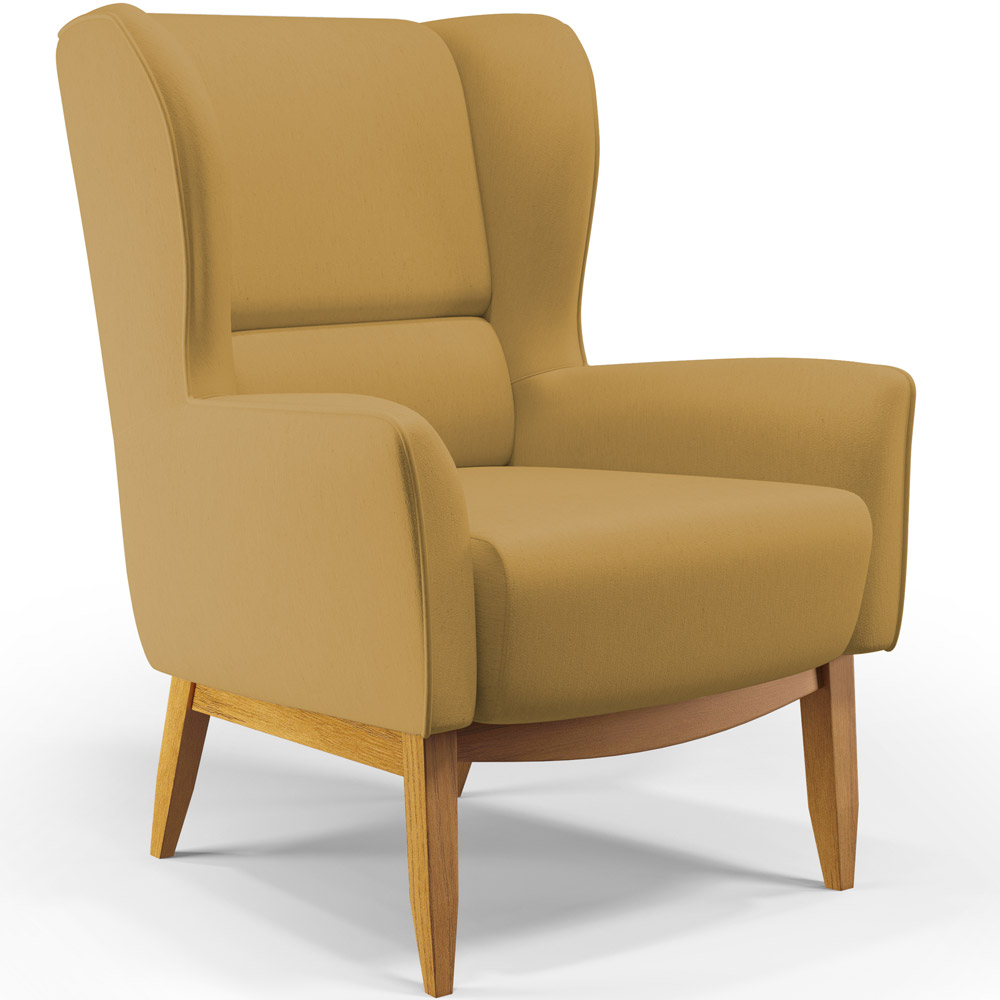 Kit 02 Poltronas Decorativa Fixa Base de Madeira Milena D02 Veludo Mostarda C-260 - Lyam Decor