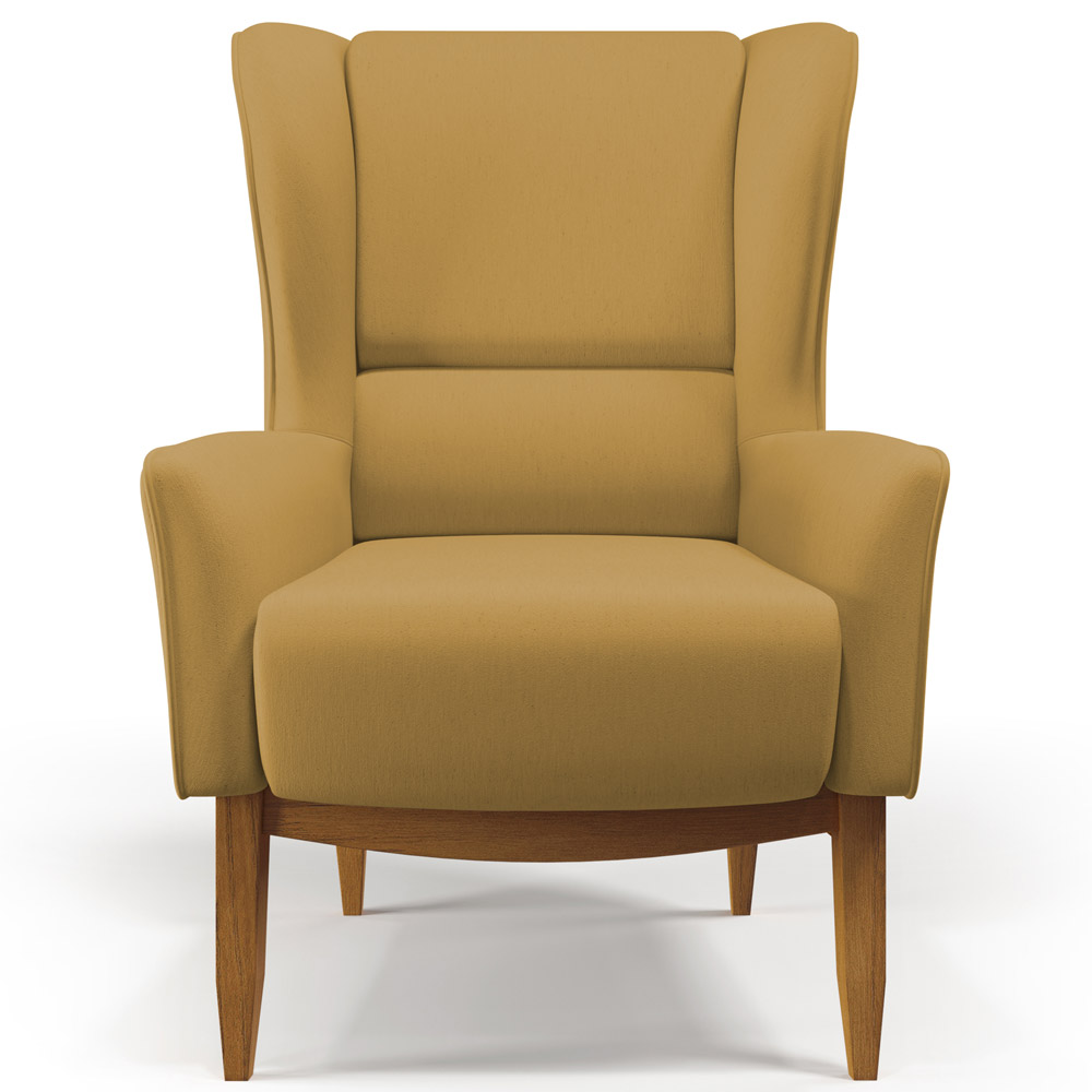 Kit 02 Poltronas Decorativa Fixa Base de Madeira Milena D02 Veludo Mostarda C-260 - Lyam Decor