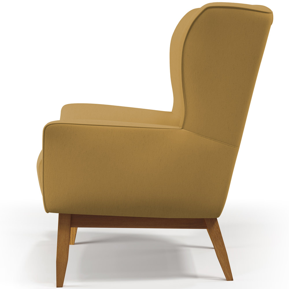 Kit 02 Poltronas Decorativa Fixa Base de Madeira Milena D02 Veludo Mostarda C-260 - Lyam Decor