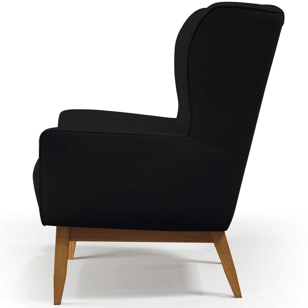 Kit 02 Poltronas Decorativa Fixa Base de Madeira Milena D02 Veludo Preto C-300 - Lyam Decor