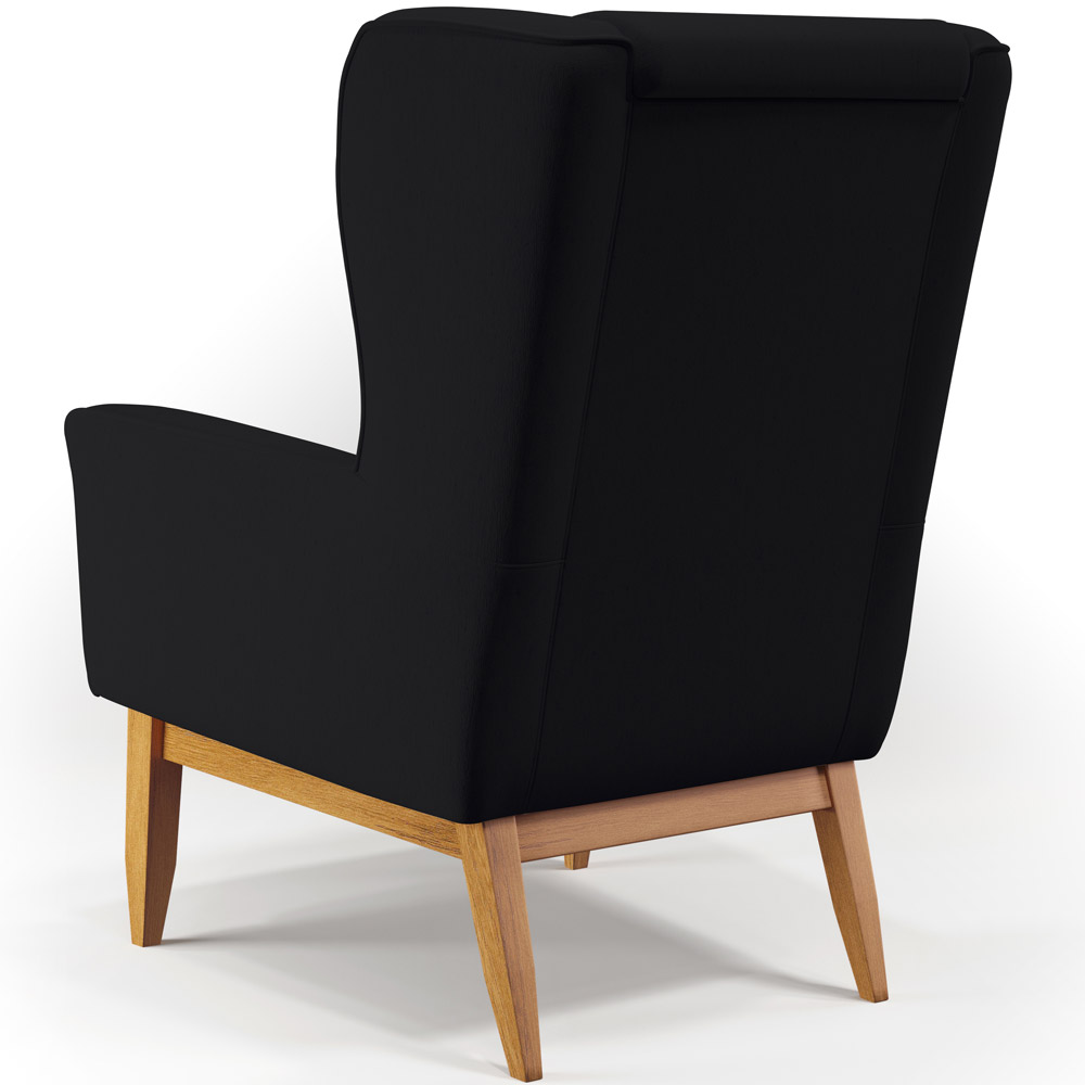Kit 02 Poltronas Decorativa Fixa Base de Madeira Milena D02 Veludo Preto C-300 - Lyam Decor