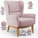 Kit 02 Poltronas Decorativa Fixa Base de Madeira Milena D02 Veludo Rosê C-305 - Lyam Decor