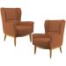 Kit 02 Poltronas Decorativa Fixa Base de Madeira Milena D02 Veludo Telha C-262 - Lyam Decor