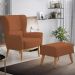 Kit 02 Poltronas Decorativa Fixa Base de Madeira Milena D02 Veludo Telha C-262 - Lyam Decor
