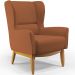 Kit 02 Poltronas Decorativa Fixa Base de Madeira Milena D02 Veludo Telha C-262 - Lyam Decor