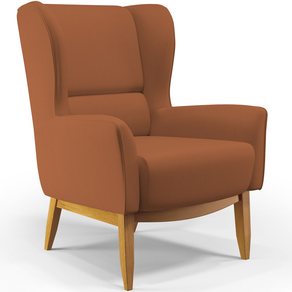 Kit 02 Poltronas Decorativa Fixa Base de Madeira Milena D02 Veludo Telha C-262 - Lyam Decor